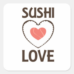 Pegatina Cuadrada Sushi Love Heart Rice Salmon Favorito