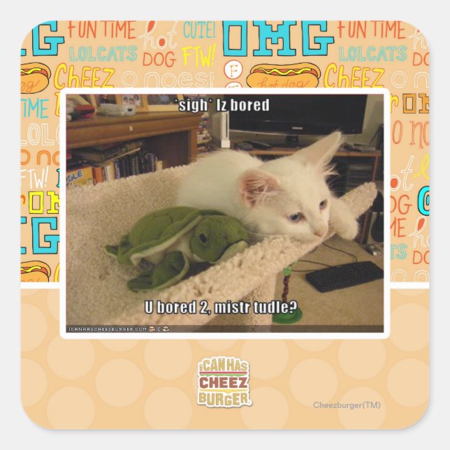 Pegatina Cuadrada Suspiro. Iz aburrido (Anverso)