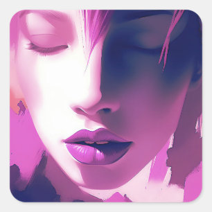 Pegatina Cuadrada Susurro del sueño de Lilac - Sereno, etéreo, púrpu