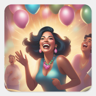 Pegatina Cuadrada Susurros de alegría