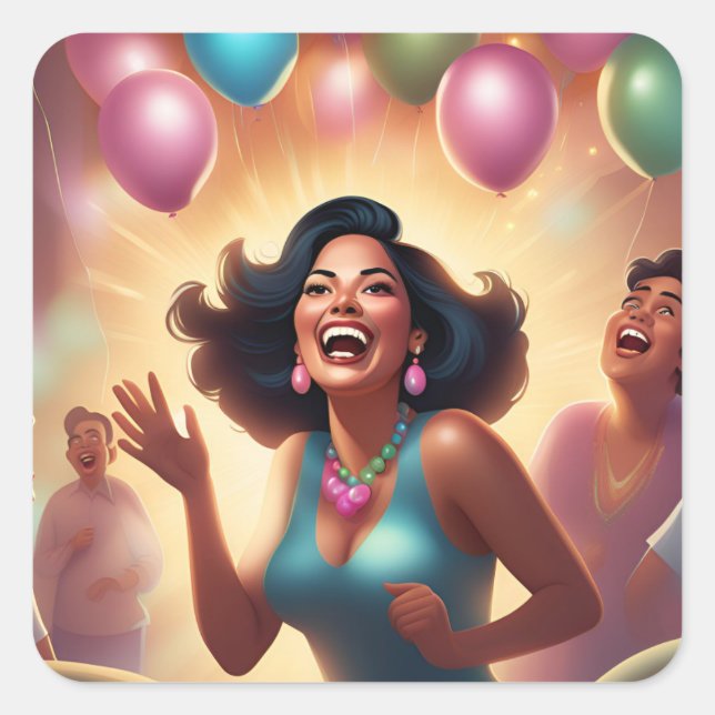 Pegatina Cuadrada Susurros de alegría (Anverso)