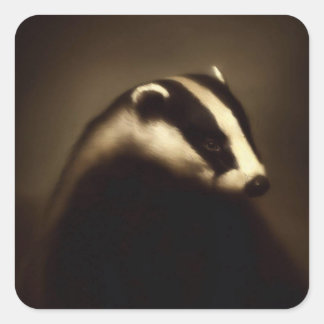 Pegatina Cuadrada Susurros del Badger de Woodland