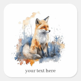 Pegatina Cuadrada Susurros del zorro salvaje en acuarela, personaliz