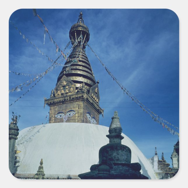 Pegatina Cuadrada Swamyambunath Stupa (Anverso)