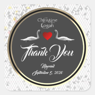 Pegatina Cuadrada Swan Boda romántico