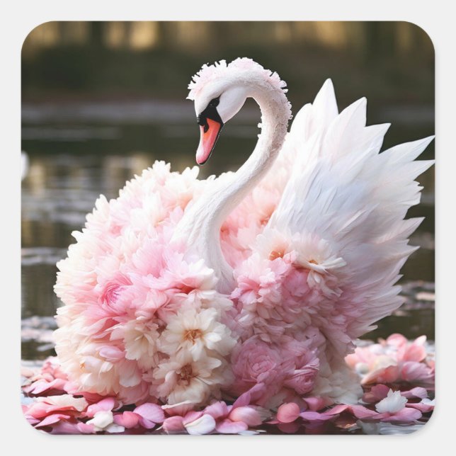 Pegatina Cuadrada Swan de cuento de hadas (Anverso)