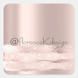 Pegatina Cuadrada Swee 16 cumpleaños Rosa Rubor Iniciales Novia INST