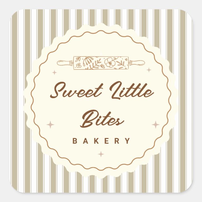 Pegatina Cuadrada Sweet Little Bites Small Bakery Logo Sticker (Anverso)