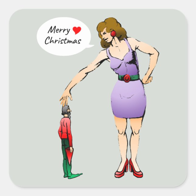 Pegatina Cuadrada Sweet Little Elf (Anverso)