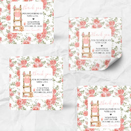 Pegatina Cuadrada Sweet Little Girl Boho Baby Shower