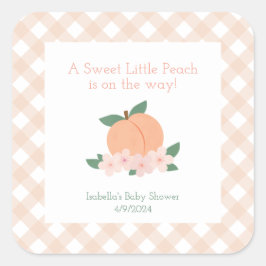 Pegatina Cuadrada Sweet Little Peach Baby Shower