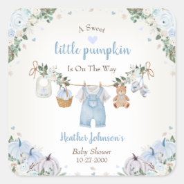 Pegatina Cuadrada Sweet Little Pumpkin Autumn Baby Shower