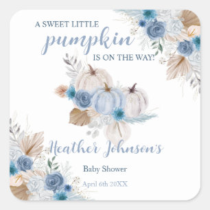 Pegatina Cuadrada Sweet Little Pumpkin Autumn Baby Shower
