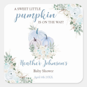 Pegatina Cuadrada Sweet Little Pumpkin Autumn Baby Shower