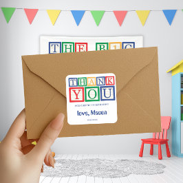 Pegatina Cuadrada Sweet Personalized Primary Blocks Thank You