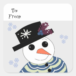 Pegatina Cuadrada Sweet Snowman