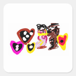 Pegatina Cuadrada Sweet Valentine day dolls