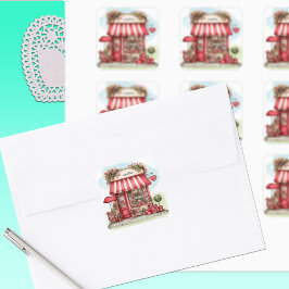 Pegatina Cuadrada Sweet Valentine Flower Shop Personalized Sticker
