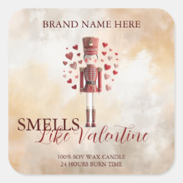 Pegatina Cuadrada Sweet Valentine’s Day Nutcracker Love Candle Label