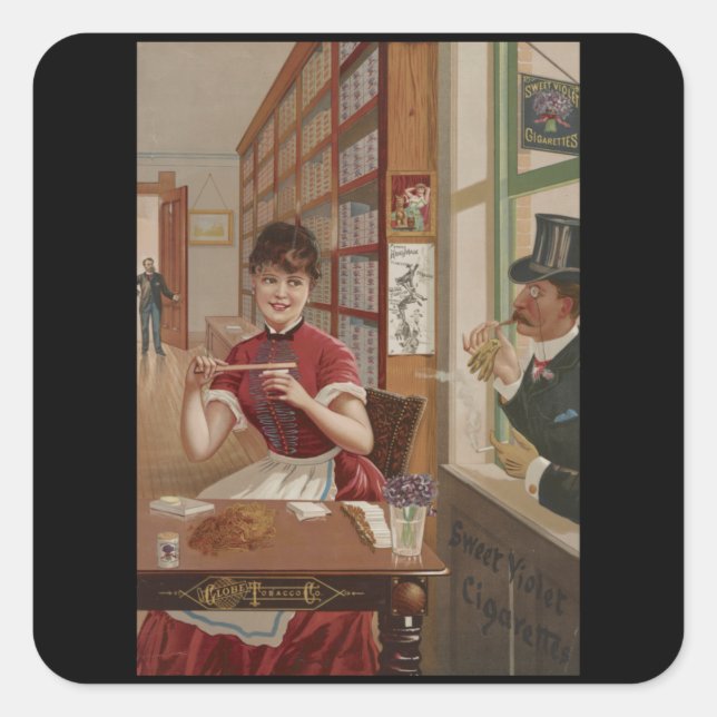 Pegatina Cuadrada Sweet Violet Cigs - Vintage Cigarettes (Anverso)