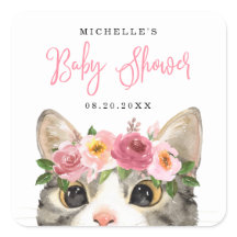 Sweet Watercolor Kitty Chica Baby Shower