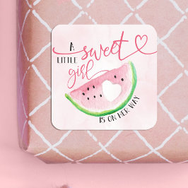 Pegatina Cuadrada Sweet Watermelon Watercolor Baby Shower