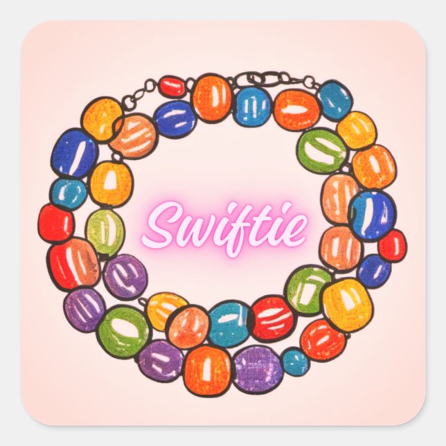 Pegatina Cuadrada Swiftie Beads – Concepto de Pulsera de Amistad de  (Anverso)