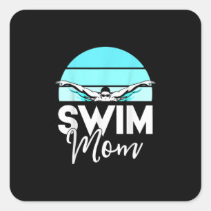 Pegatina Cuadrada Swim Team Mom Mor School Natación Conoce A Nadador