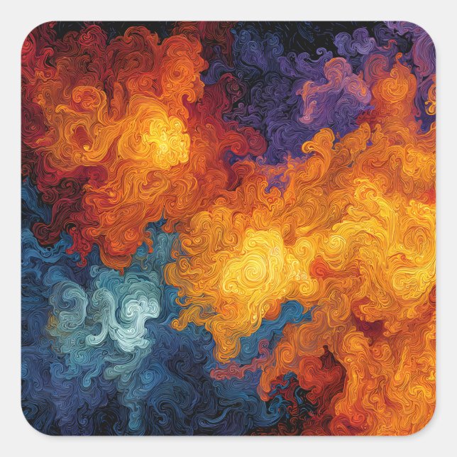Pegatina Cuadrada Swirling Elemental Nebula Abstract (Anverso)
