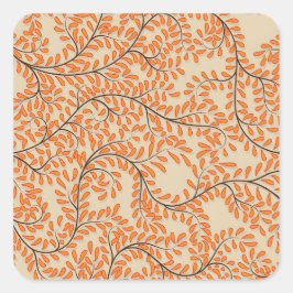 Pegatina Cuadrada Swirling Orange Leaves on Beige Background