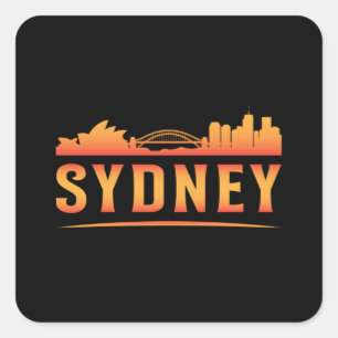Pegatina Cuadrada Sydney Australia City Skyline Cityscape Gratis