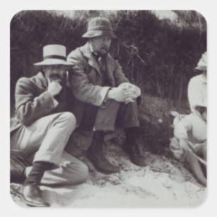 Pegatina Cuadrada Sydney sajona Turner, Clive Bell, y juliano