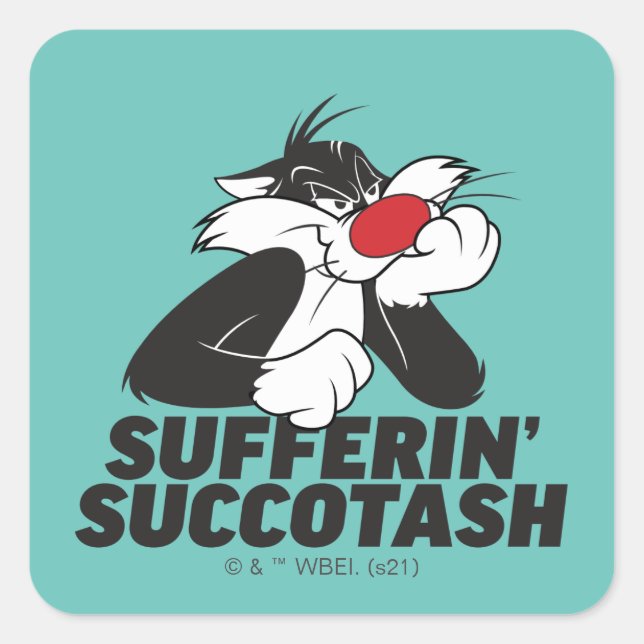 Pegatina Cuadrada SYLVESTER™ "Sufferin' Succotash" (Anverso)