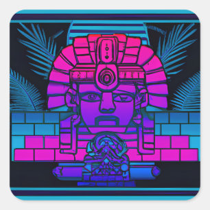 Pegatina Cuadrada Synthwave Pharaoh