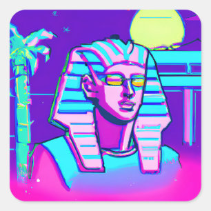 Pegatina Cuadrada Synthwave Pharaoh