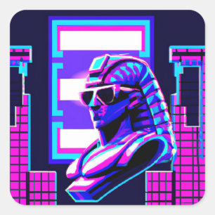 Pegatina Cuadrada Synthwave Pharaoh