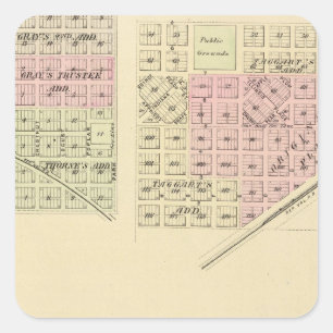 Pegatina Cuadrada Syracuse, Palmyra, Unadilla, Wyoming, Nebraska