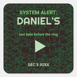 Pegatina Cuadrada System Alert Hacker Bachelor Party Square Sticker