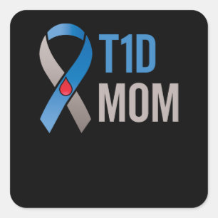 Pegatina Cuadrada T1d Madre madre con conciencia sobre la diabetes t