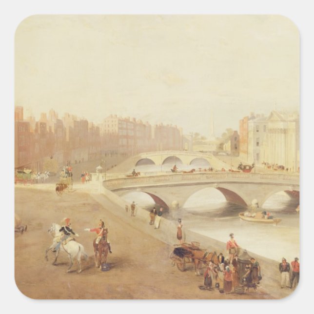 Pegatina Cuadrada T34018 The River Liffey and the Law Courts, Dublín (Anverso)