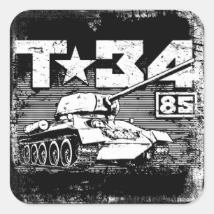 Pegatina Cuadrada T-34-85 Tanque medio soviético