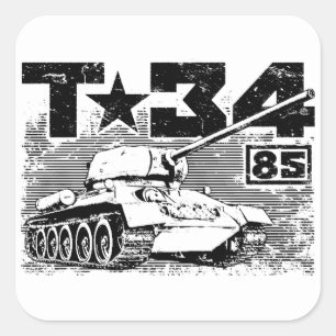 Pegatina Cuadrada T-34-85 Tanque medio soviético