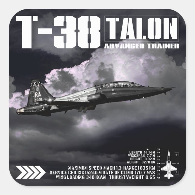 Pegatina Cuadrada T-38 Talon (Anverso)