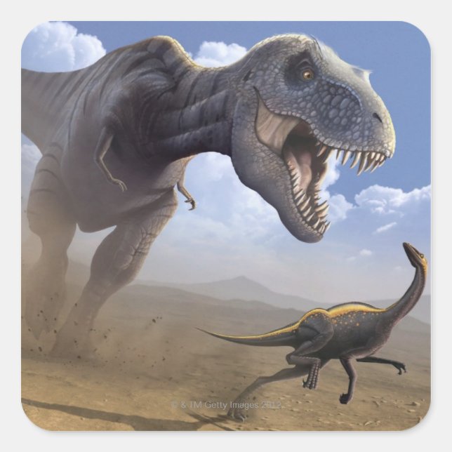 Pegatina Cuadrada T Rex (Anverso)