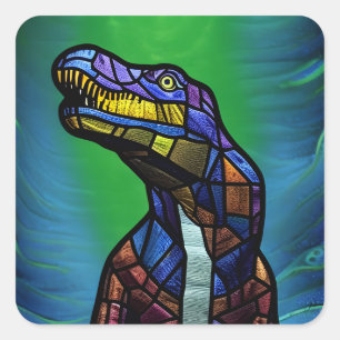 Pegatina Cuadrada T-Rex Rey De Los Dinosaurios