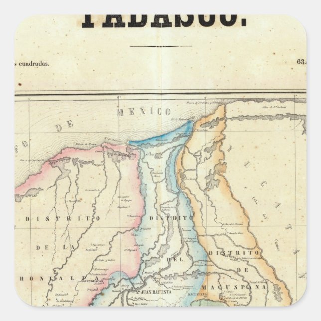 Pegatina Cuadrada Tabasco, México (Anverso)