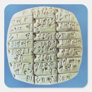 Pegatina Cuadrada Tabla de cuentas con script cuneiforme, c.2400 BC