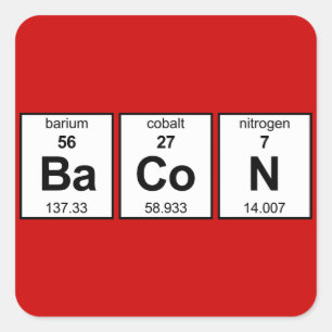 Pegatina Cuadrada Tabla periódica de BaCoN