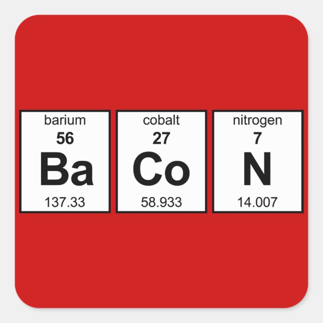 Pegatina Cuadrada Tabla periódica de BaCoN (Anverso)
