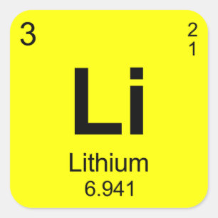 Pegatina Cuadrada Tabla periódica de elementos (litio)